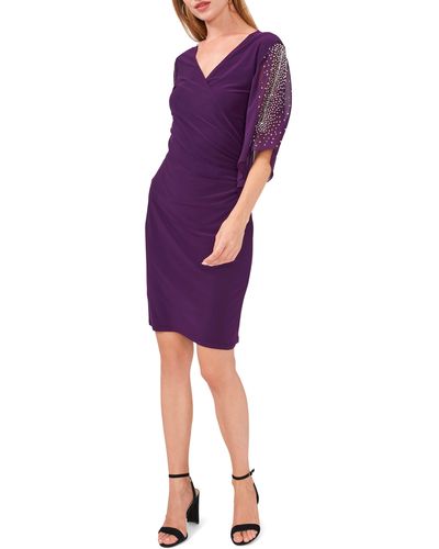 Chaus Bead Sleeve Sheath Dress - Purple