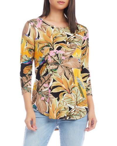 Karen Kane Floral Print Knit Shirttail Top - Multicolor