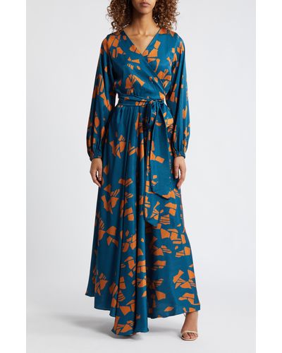 Diarrablu Marieme Long Sleeve Wrap Dress - Blue