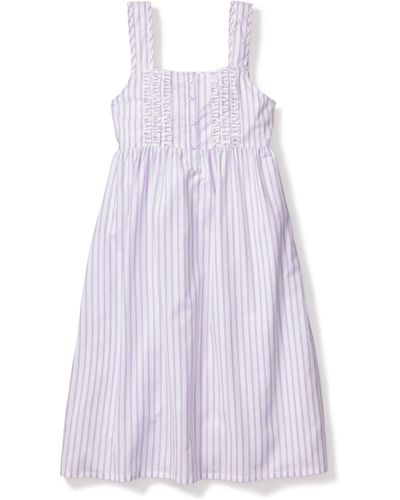 Petite Plume French Ticking Stripe Cotton Nightgown - White