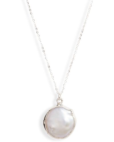 SET & STONES Angela Coin Pearl Long Pendant Necklace - White