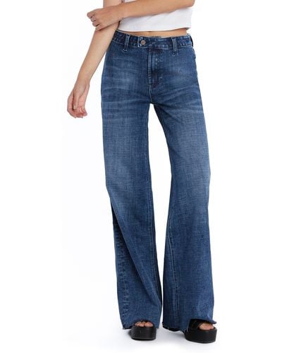 HINT OF BLU Flat Front Wide Leg Jeans - Blue