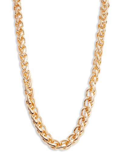 Open Edit Graduated Wheat Chain Necklace - Metallic