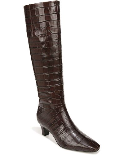 Sarto Andria Croc Embossed Knee High Boot - Brown