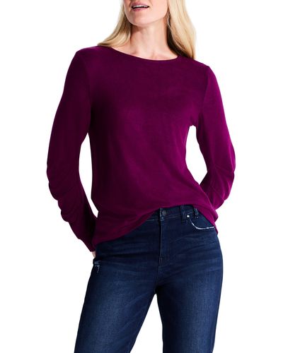 NZT by NIC+ZOE Nzt By Nic+zoe Sweet Dreams Ruched Sleeve Top - Purple