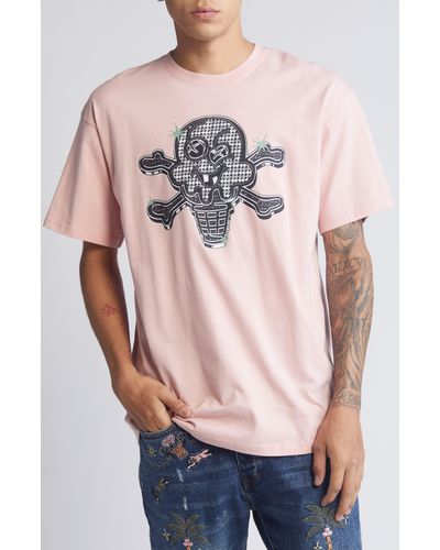 ICECREAM Cart Cotton Graphic T-shirt - Pink