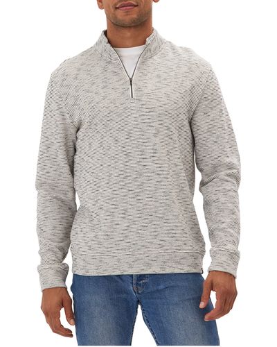 Threads For Thought Felix Stripe French Terry Quarter Zip Top - Gray