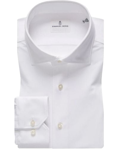 Emanuel Berg 4flex Modern Fit Solid Knit Button-up Shirt At Nordstrom - White