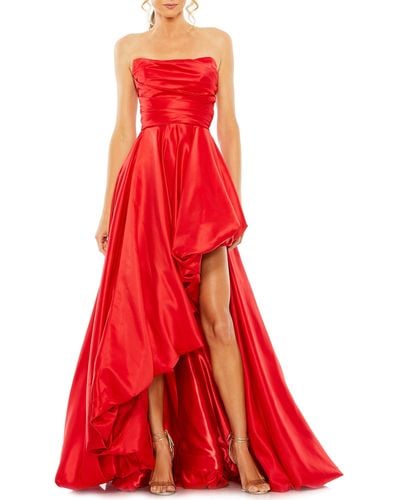 Mac Duggal Strapless Asymmetric A-line Gown - Red