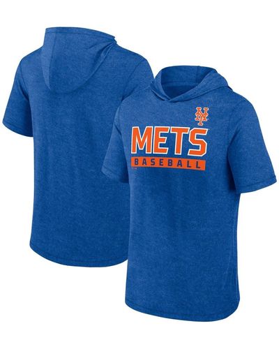 Profile New York Mets Big & Tall Short Sleeve Pullover Hoodie At Nordstrom - Blue