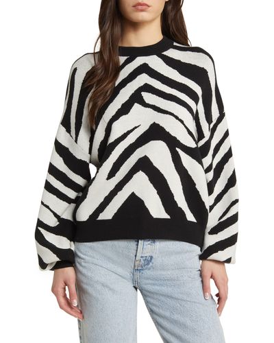 Noisy May Zebra Stripe Sweater - Black
