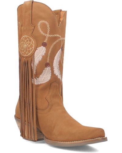 Dingo Day Dream Fringe Embroidered Western Boot - Brown