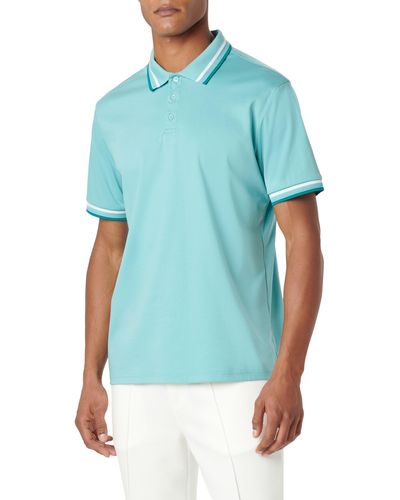 Bugatchi Tipped Short Sleeve Cotton Polo - Blue