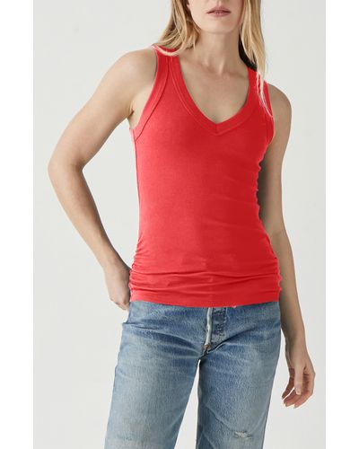 Michael Stars Blanche Side Ruched Tank - Red