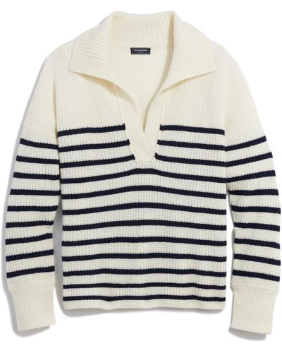 Vineyard Vines Stripe Cashmere Polo Sweater - White