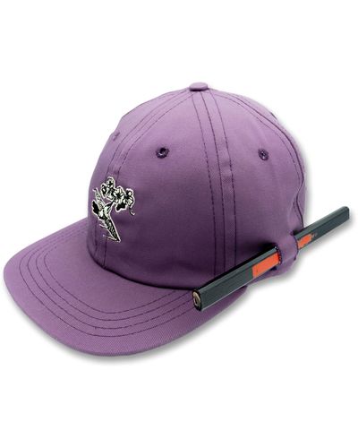 Imperfects Hummingbird Embroidered Director's Baseball Cap - Purple