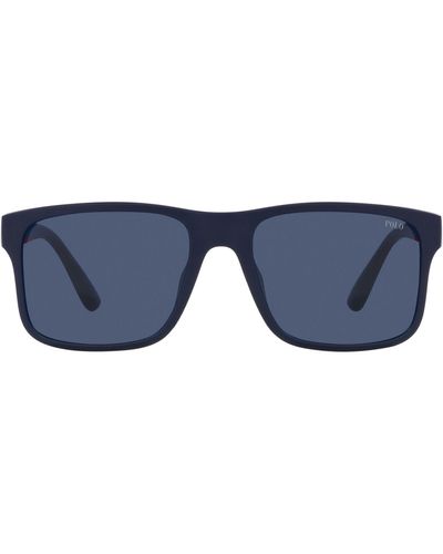 Polo Ralph Lauren 57mm Rectangular Sunglasses - Blue