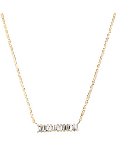 Lana Jewelry Baguette Diamond Bar Pendant Necklace - Metallic
