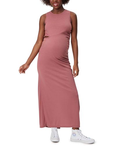 Stowaway Collection Cutout Maternity Maxi Dress - Pink