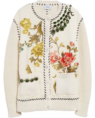 Erdem Embellished Cotton Knit Jacket - White