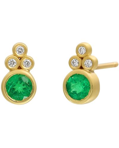Bony Levy El Mar Emerald & Diamond Stud Earrings - Green