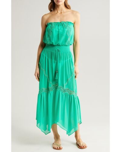 Ramy Brook Mallory Strapless Cover-up Dress - Green