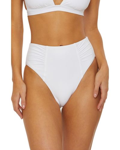 SOLUNA Ruched High Waist Bikini Bottoms - White