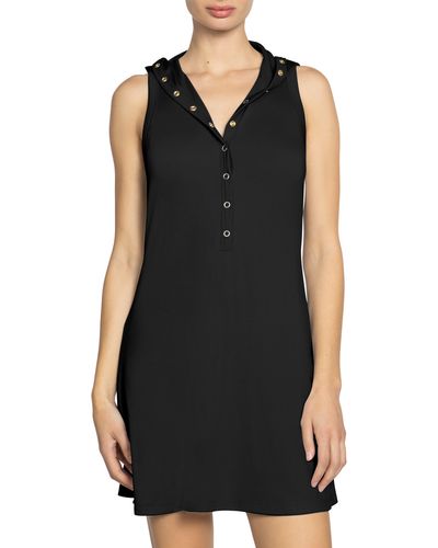 Robin Piccone Amy Hooded Cover-up Minidress - Black