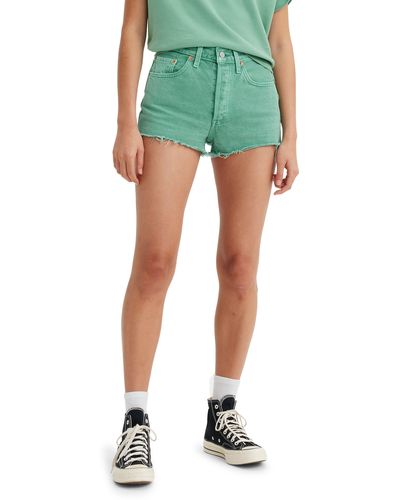 Levi's 501 High Waist Cutoff Denim Shorts - Green