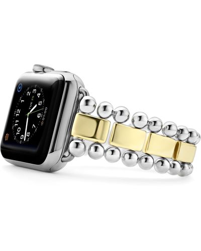 Lagos Smart Caviar Sterling Silver & 18k Gold Band For Apple Watch® - Black