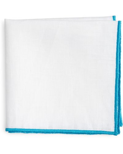 CLIFTON WILSON Solid Linen Pocket Square - White