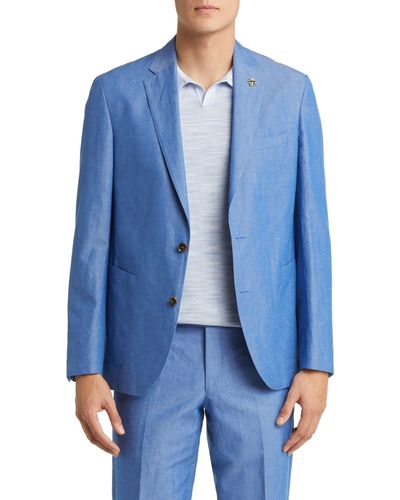 Ted Baker Tampa Soft Constructed Cotton & Linen Sport Coat - Blue