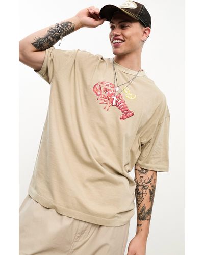 ASOS Lobster Oversize Graphic T-shirt - Natural