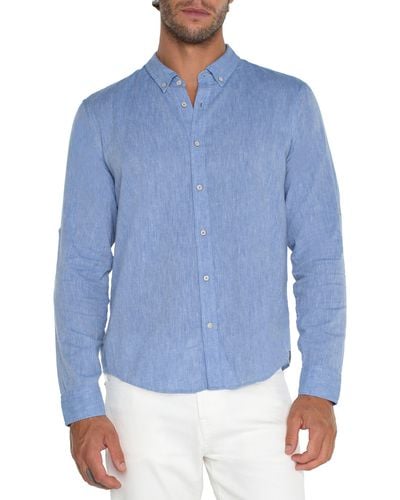 Liverpool Los Angeles Roll Sleeve Button-down Shirt - Blue