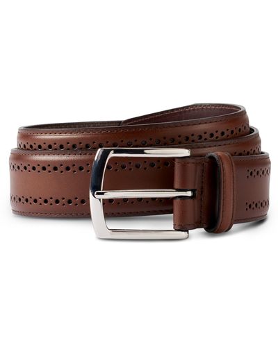 Allen Edmonds Manistee Brogued Leather Belt - Brown