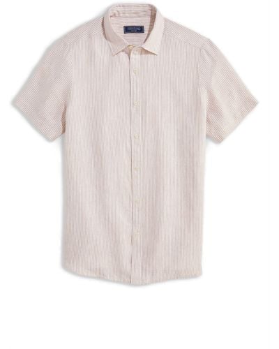 Vineyard Vines Stripe Linen Short Sleeve Button-up Shirt - Pink