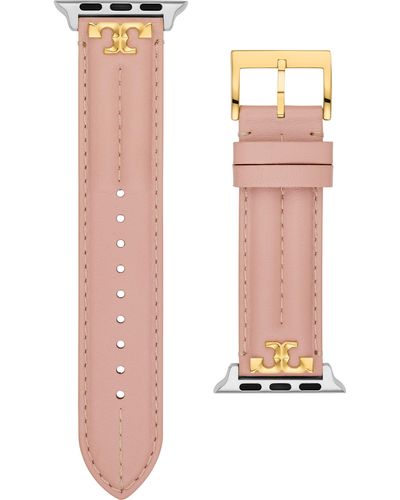 Tory Burch Kira Leather Apple Watch Watchband - Pink