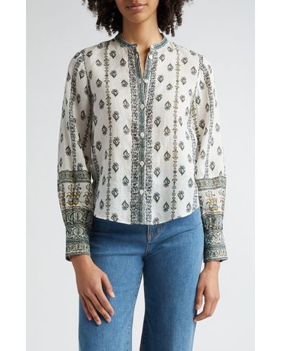 Veronica Beard Thorp Mixed Floral Ramie Button-up Shirt - Multicolor