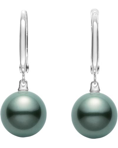 Mikimoto Black South Sea Cultured Pearl Hoop Earrings - Green