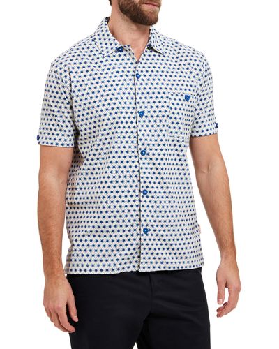 SealSkinz Walsoken Sun Print Short Sleeve Button-up Shirt - Blue