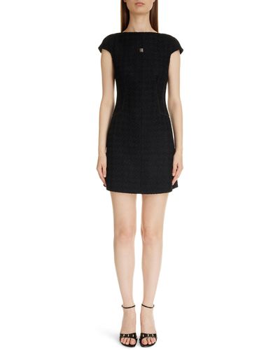 Givenchy 4g Logo Cap Sleeve Tweed Minidress - Black