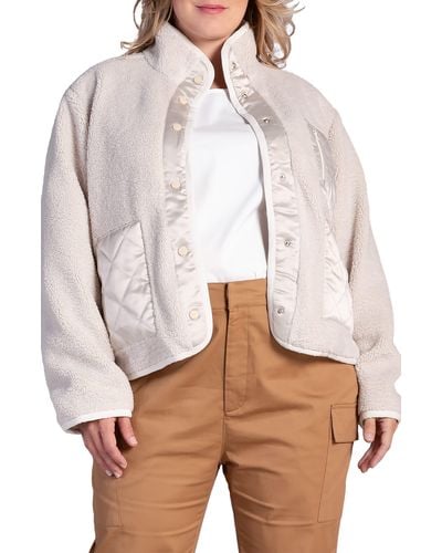 Standards & Practices Zozo Satin Panel Faux Shearling Jacket - Natural