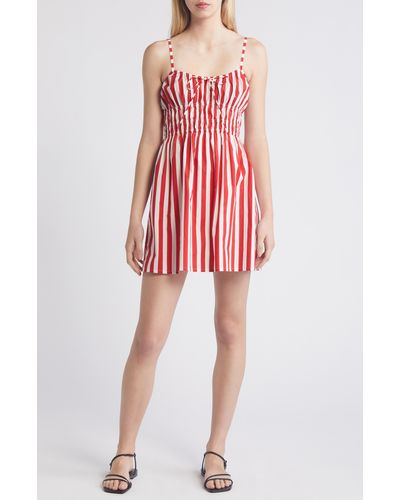 Faithfull The Brand Alboa Stripe Minidress - Red