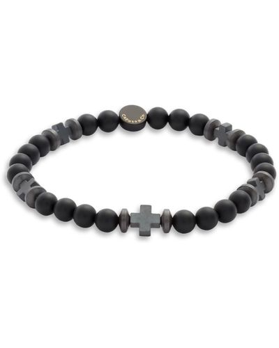 Caputo & Co. Hematite & Onyx Cross Bracelet - Black