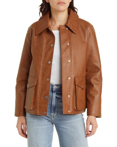 Rails Mathis Faux Leather Jacket - Brown