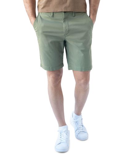 DEVIL-DOG DUNGAREES 9" Slim Straight Leg Stretch Cotton Chino Shorts - Green