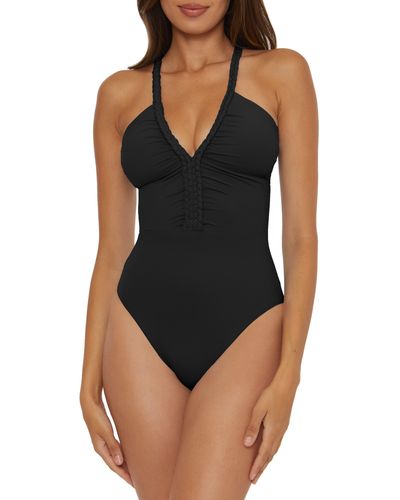SOLUNA Braid Trim One-piece Swimsuit - Black