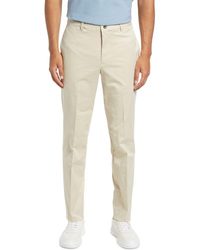 Berle Charleston Flat Front Stretch Cotton Khakis - Natural