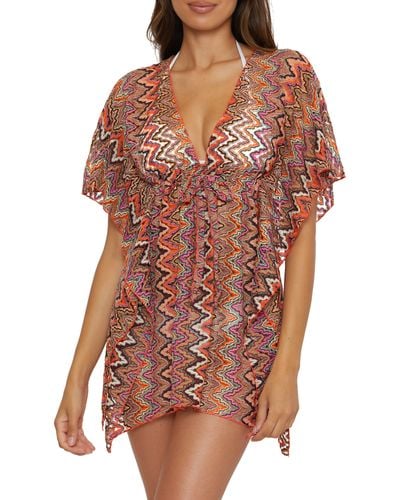 Becca Sundown Tie Front Cover-up Tunic - Red