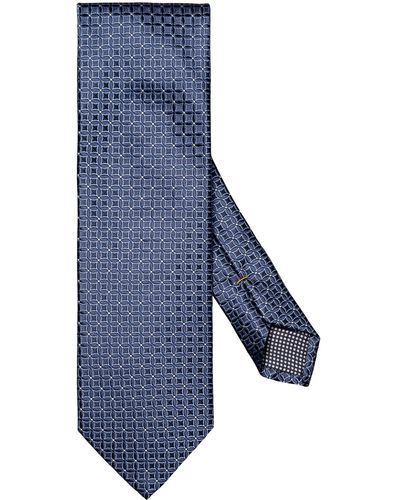 Eton Diamond Jacquard Silk Tie - Blue